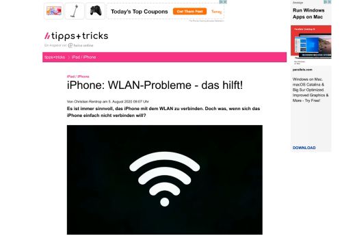 
                            13. iPhone verbindet sich nicht mit dem WLAN - das hilft! - Heise