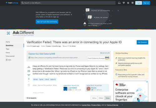 
                            6. iphone - Verification Failed. There was an error in connecting to ...