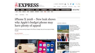 
                            8. iPhone X 2018 – New leak shows why Apple's budget phone may ...