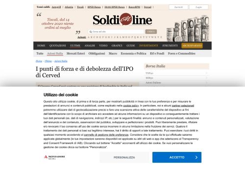 
                            12. IPO Cerved, l'analisti dei punti di forza e di debolezza | SoldiOnline.it