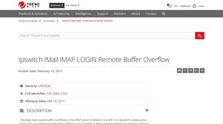 
                            11. Ipswitch IMail IMAP LOGIN Remote Buffer Overflow - Threat ...