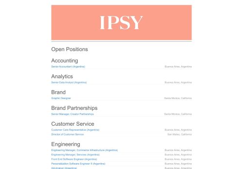 
                            8. Ipsy Careers - Jobvite