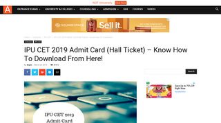 
                            7. IPU CET 2019 Admit Card (Hall Ticket) – Know How To Download ...