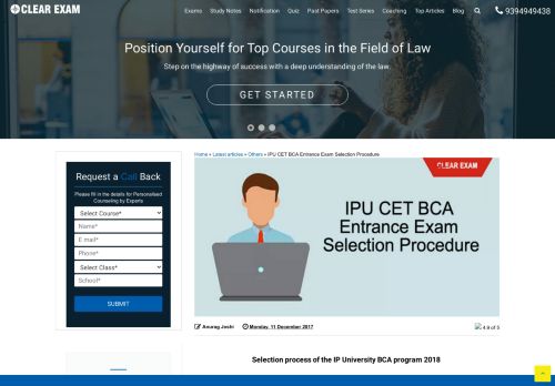 
                            11. IPU CET BCA Entrance Exam Selection Procedure - Clear Law Entrance