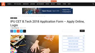 
                            13. IPU CET B.Tech 2018 Application Form – Apply Online, Login ...