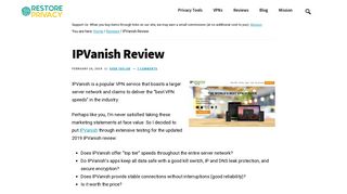 
                            5. IPVanish: New 2019 Review (Great Speeds, But One Main Drawback)