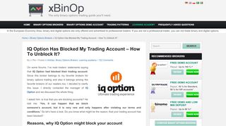 
                            6. IQ Option has blocked my trading account | x Binary Options