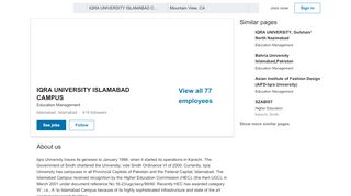 
                            12. IQRA UNIVERSITY ISLAMABAD CAMPUS | LinkedIn
