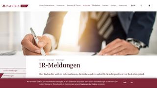 
                            12. IR-Meldungen | PATRIZIA Immobilien AG