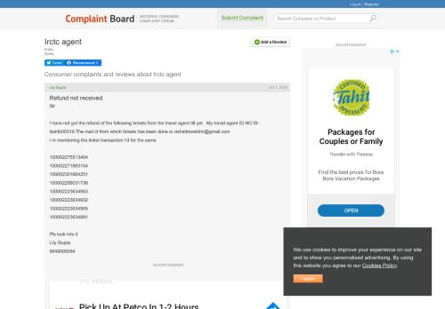 
                            4. Irctc agent Complaints