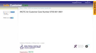 
                            10. IRCTC Customer Care Numbers 0755-6610661 | India Customer Care