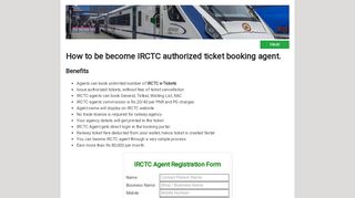 
                            6. IRCTC Railways Booking Agency Registration - eRail.in