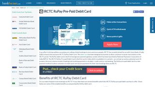 
                            6. IRCTC RuPay Pre-Paid Debit Card - BankBazaar