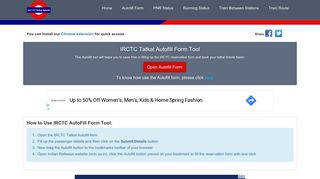 
                            9. IRCTC Tatkal Autofill Form Tool - Updated for New Version