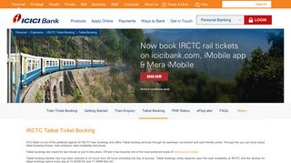 
                            6. IRCTC Tatkal Ticket Booking Online, Tatkal Reservation ... - ICICI Bank