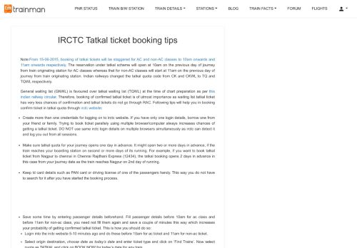 
                            1. IRCTC Tatkal ticket booking tips | Trainman