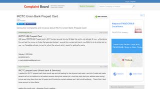 
                            11. IRCTC Union Bank Prepaid Card Complaints