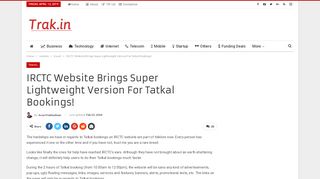 
                            12. IRCTC Website Brings Super Lightweight Version For Tatkal Bookings!