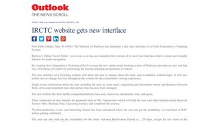 
                            9. IRCTC website gets new interface - Outlook India