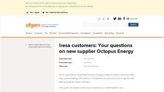 
                            11. Iresa customers: Your questions on new supplier Octopus Energy ...