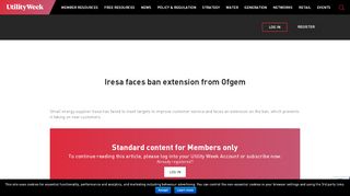 
                            12. Iresa faces ban extension from Ofgem - Utility Week