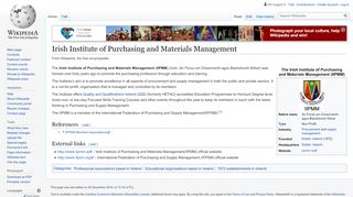 
                            7. Irish Institute of Purchasing and Materials Management - Wikipedia