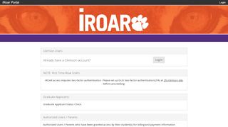
                            3. iRoar Portal - Clemson University