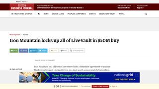 
                            13. Iron Mountain locks up all of LiveVault in $50M buy - Boston Business ...
