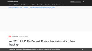 
                            8. IronFX – IronFX UK $35 No Deposit Bonus Promotion -Risk Free ...