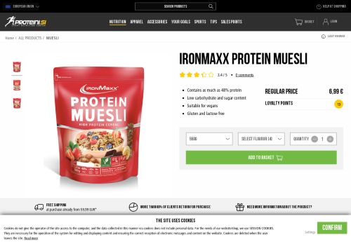 
                            4. IRONMAXX PROTEIN MUESLI - Sports nutrition Proteini.si