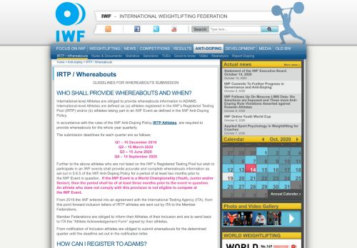 
                            11. IRTP / Whereabouts - International Weightlifting Federation