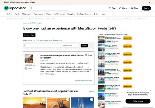 
                            10. Is any one had an experience with Musafir.com (website)?? - Dubai ...