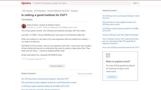 
                            7. Is cetking a good institute for CAT? - Quora