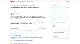 
                            10. Is Forex Master Method Evolution is a scam? - Quora