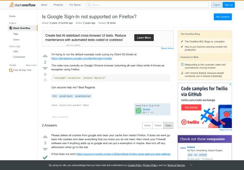 
                            13. Is Google Sign-In not supported on Firefox? - Stack Overflow