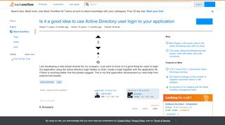 
                            5. Is it a good idea to use Active Directory user login to your ...