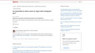 
                            12. Is it possible to allow users to login with instagram api? - Quora