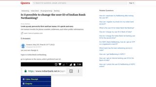 
                            12. Is it possible to change the user ID of Indian Bank NetBanking ...