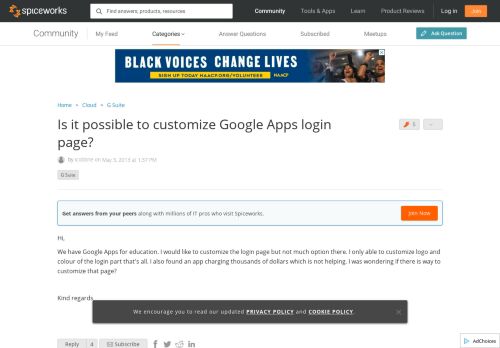 
                            11. Is it possible to customize Google Apps login page? - Spiceworks ...
