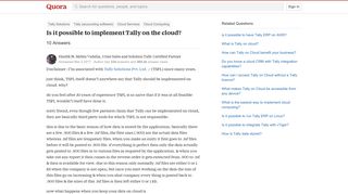 
                            7. Is it possible to implement Tally on the cloud? - Quora