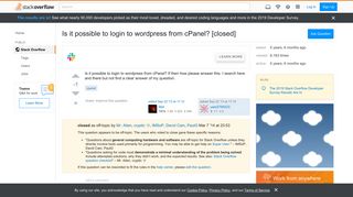
                            11. Is it possible to login to wordpress from cPanel? - Stack Overflow