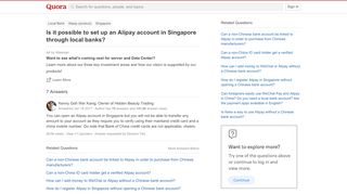 
                            2. Is it possible to set up an Alipay account in Singapore through ...
