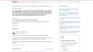 
                            12. Is it possible to use wifi router device given by airtel 4G LTE ...