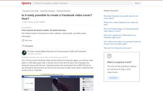 
                            8. Is it really possible to create a Facebook video cover? How? - Quora