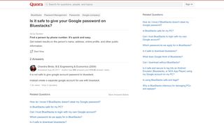 
                            10. Is it safe to give your Google password on Bluestacks? - Quora