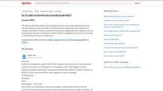 
                            2. Is it safe to invest in social trade biz? - Quora