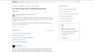 
                            1. Is it safe to sign up for a KissAnime account? - Quora