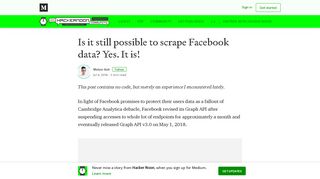 
                            9. Is it still possible to scrape Facebook data? Yes. It is! - Hacker Noon