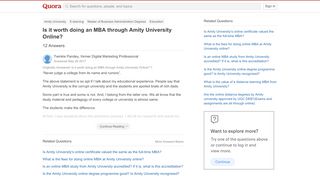 
                            12. Is it worth doing an MBA through Amity University Online? - Quora