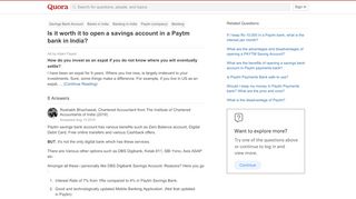 
                            12. Is it worth it to open a savings account in a Paytm bank in India ...